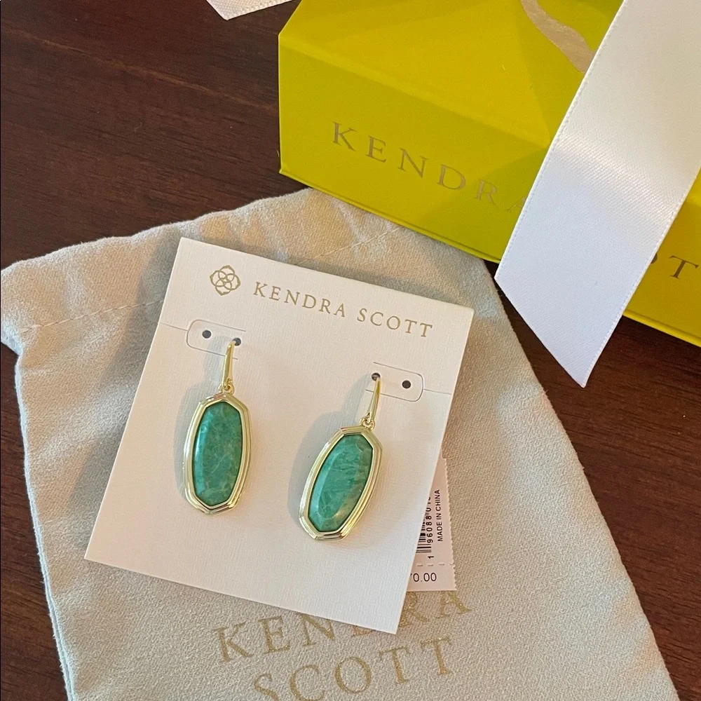 Kendra Scott Framed Dani Drop Earrings in Sea Green Chrysocolla - Picture 1 of 5